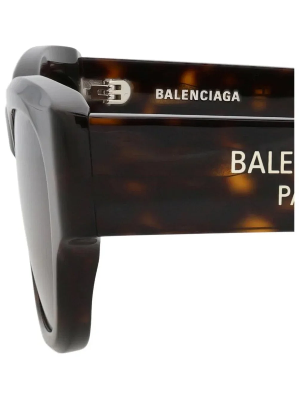 New Balenciaga Women's Sunglasses Square Rectangle Recycled Acetate Frame Havana
